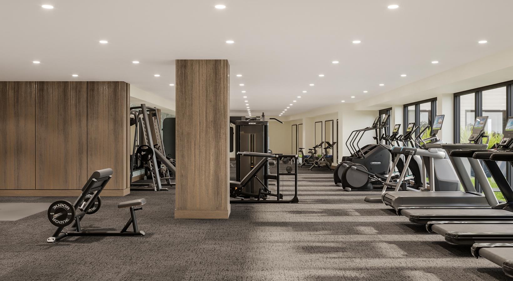 a gym with exercise equipment